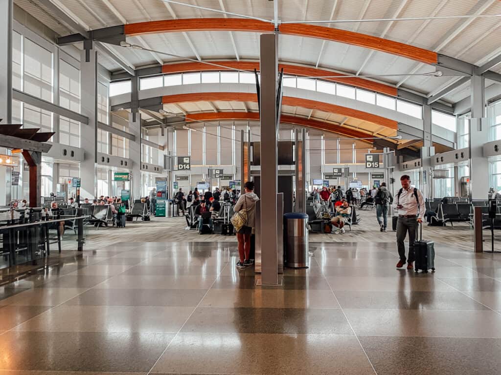 Inside an airport in North Carolina