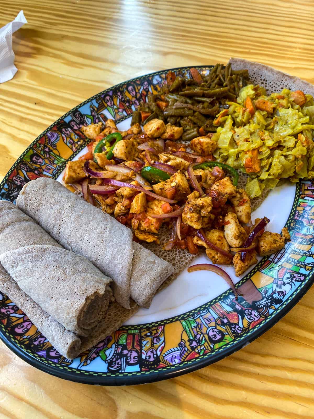 Ethiopian Food on a Bright and colorful plate