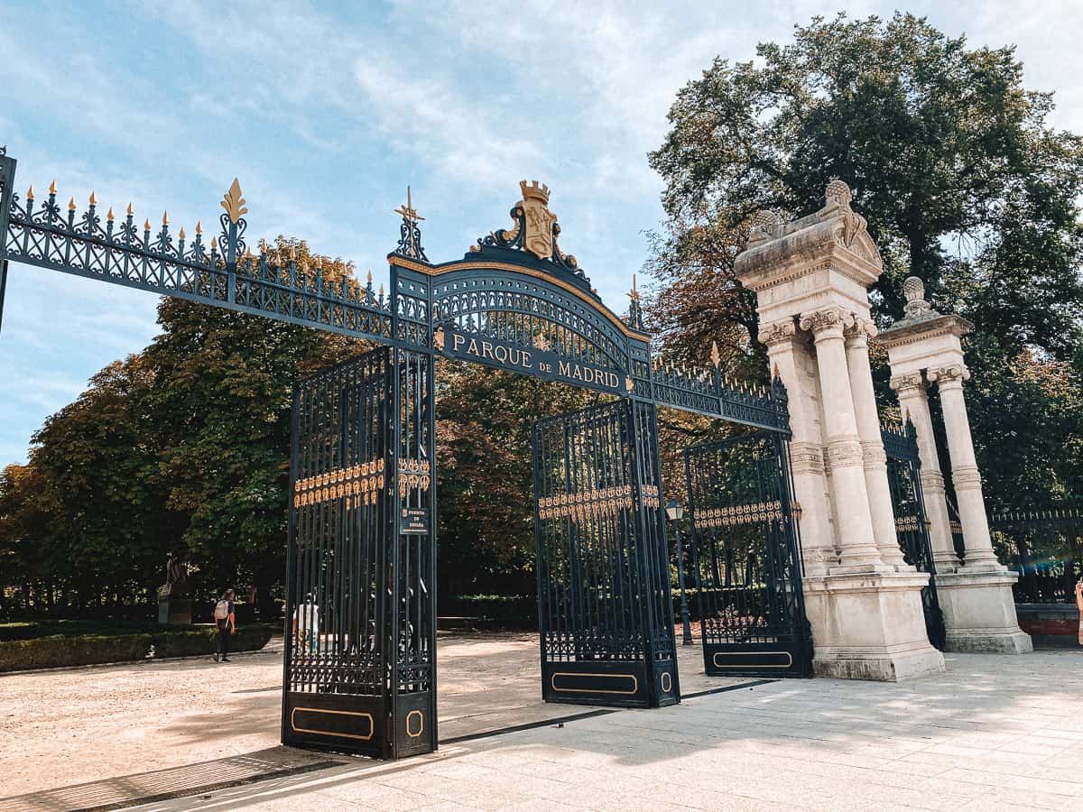 The iron gates at Retiro park in Madrid, Spain
