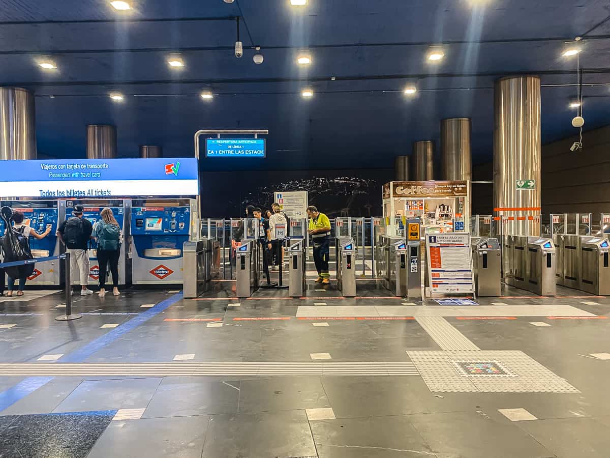 The metro station in Madrid Airport