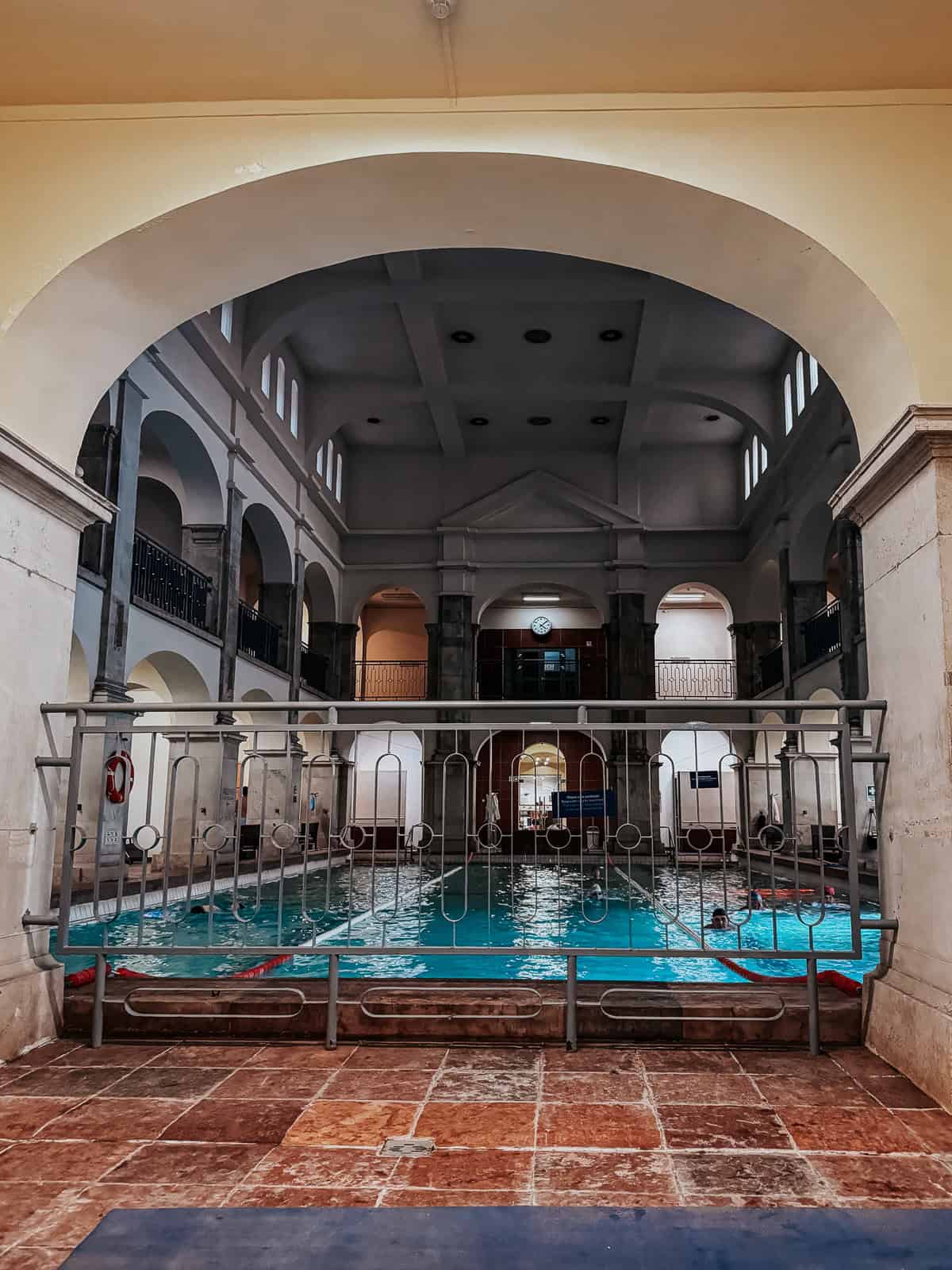 Image showing an indoor swimming pool with an arched entrance at Rudas Gyógyfürdő (Rudas Baths), Budapest.